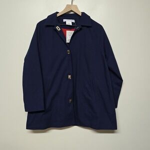 NWT Gretchen Scott Pray For Rain Blue & Red Rain Jacket Coat Size M‎